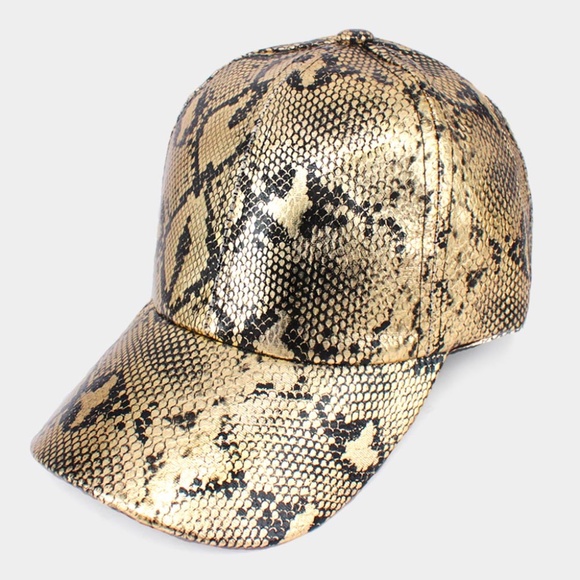 Gold Snakeskin Metallic Cap Sun Hat - Picture 1 of 1